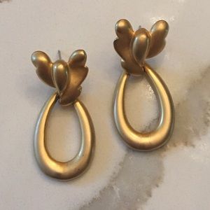 VTG Gold Tone Drop Loop Earrings Doorknocker